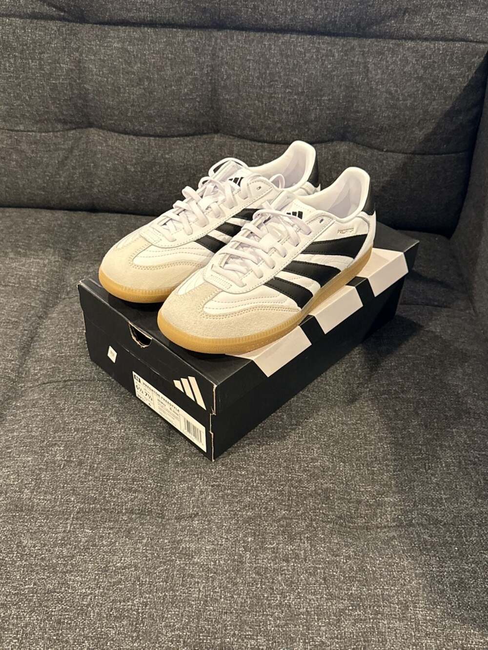 6.5M / 7.5W - Adidas Predator Freestyle White Black Gum Indoor Soccer Shoes